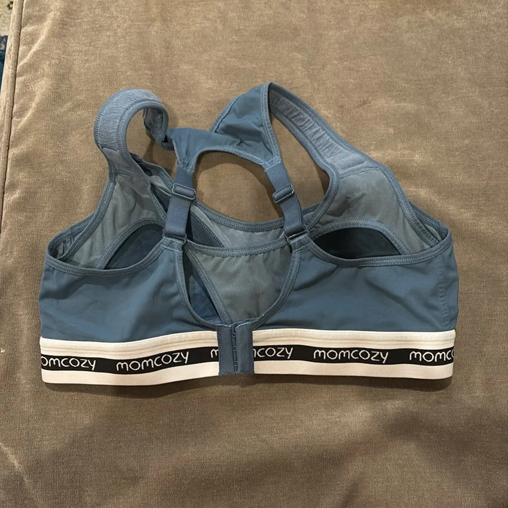 Blue and White Racerback Bra with Medium Support - Picture 3 of 5